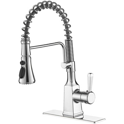 Single-Handle Pull-Down Sprayer 3 Spray High Arc Kitchen Faucet With Deck Plate