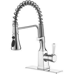 Single-Handle Pull-Down Sprayer 3 Spray High Arc Kitchen Faucet With Deck Plate - 1 of 4