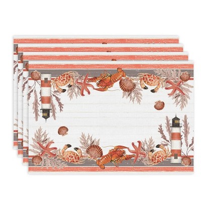 Laural Home Seafood Shack Set of 4 13" x 19" Placemats