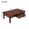 PDTEND Vintage Wooden Coffee Table with Storage Drawer, Solid Wood Gourd Legs & No-Tools Assembly - 4 of 4