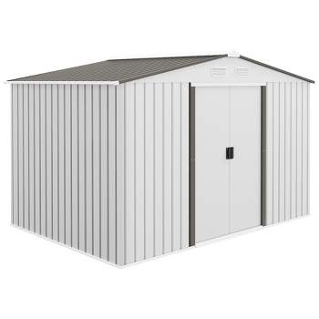 Outsunny Metal Storage Shed Organizer, Garden Tool House with Vents and Sliding Doors for Backyard, Patio, Garage, Lawn