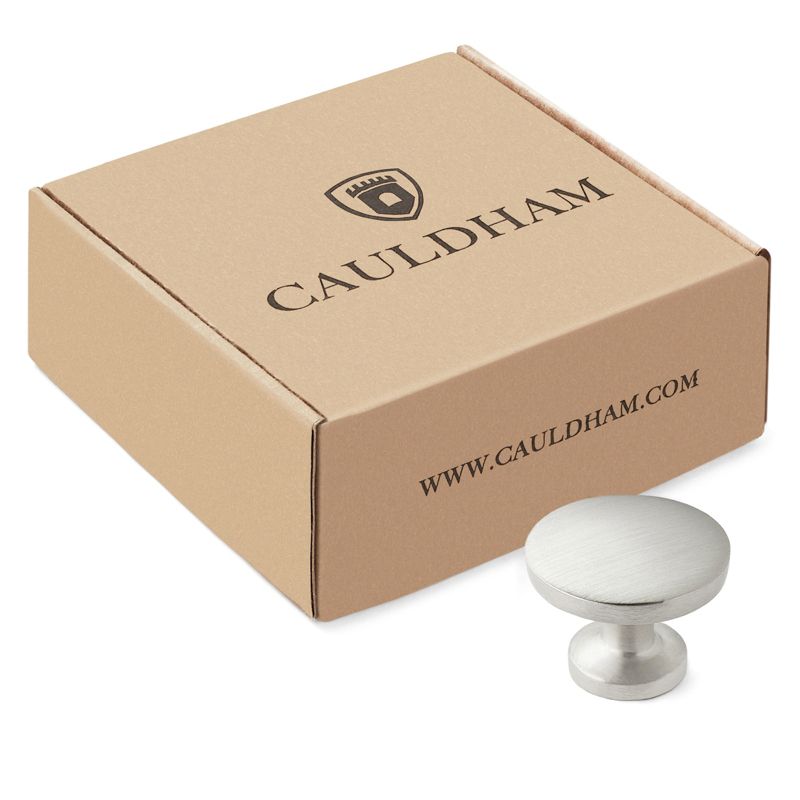 Cauldham Solid Round Kitchen Cabinet Knobs Pulls (1-1/8" Diameter) - Dresser Drawer/Door Hardware - Style R126 - Satin Nickel, 4 of 6