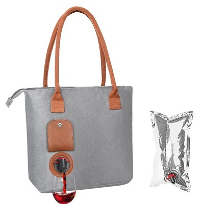 Tirrinia Wine Purse Tote Bag with Hidden Dispenser, Insulated Large Wine Carrier Set with Wine Bladder – Perfect Wine Gift