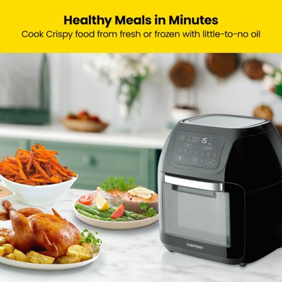 Chefman Black Stainless Steel 10 Qt Digital Air Fryer with Rotisserie
