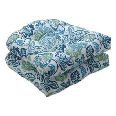 2pc Outdoor/Indoor Seat Cushion Set Dailey Opal Blue - Pillow Perfect