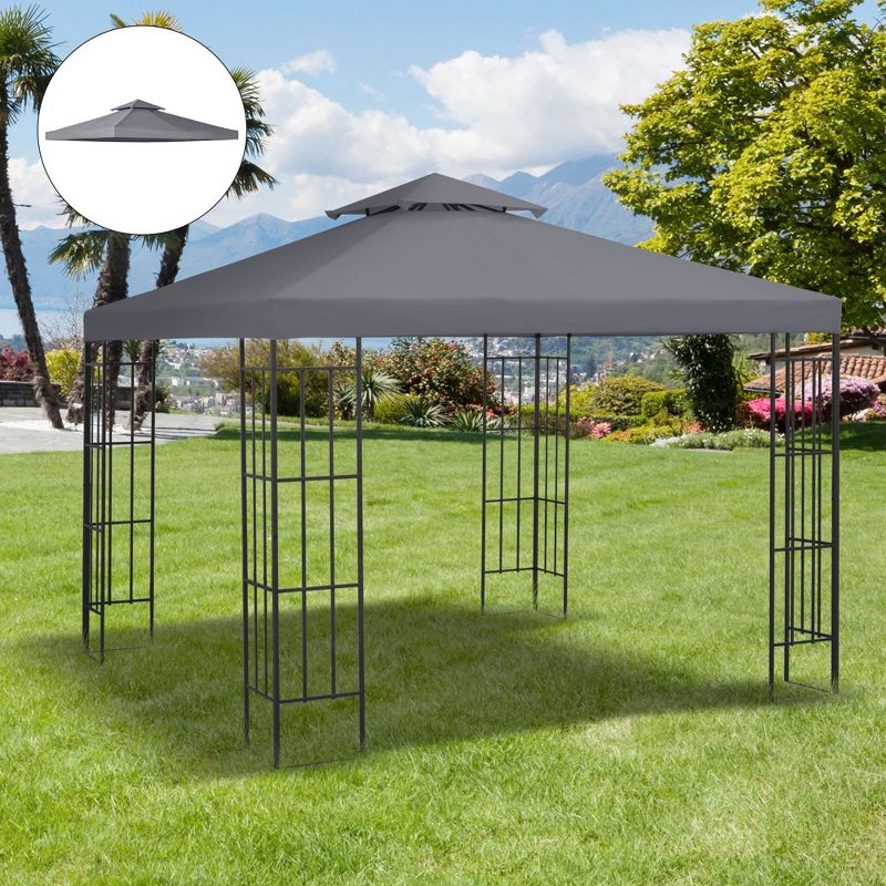Outsunny Gazebo Replacement Canopy 2 Tier Top UV Cover Pavilion Garden Patio Outdoor(TOP ONLY), 3 of 7
