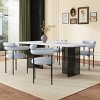 Modern Fabric Upholstered Dining Arm Chairs Set of 2,Curved Back Armrest Dining Chair with Metal Legs,Barrel Kitchen Dining Armchair-Coolbibila - 2 of 4