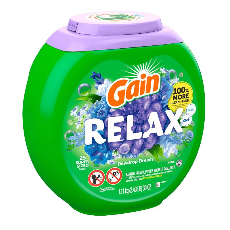 Gain Flings Dewdrop Dream HE Compatible Relax Laundry Detergent Soap Pacs, 2 of 12