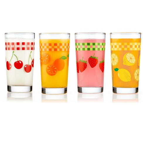 Libbey Vintage Flower Power Party Dots Cooler Glasses, 16 oz