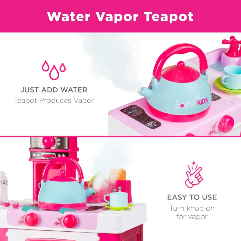 Best Choice Products Pretend Play Kitchen Toy Set for Kids with Water Vapor Teapot, 34 Accessories, Sounds, 2 of 8