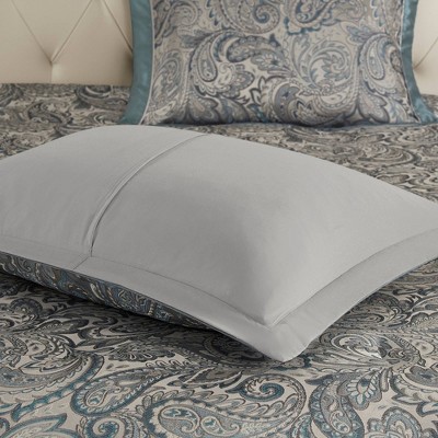 California King Gray and Teal Cotton Jacquard Bed in a Bag Set