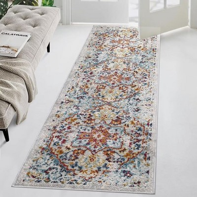 Area Rug Vintage Medallion Rugs for Living Room Bedroom Soft Floral Throw Carpet Low Pile Stain Resistant Indoor Rug