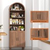 Buenhomino 71" Tall Arched Pantry Cabinet, Mid Century Bookcase with Adjustable Shelf & Doors, Wood Storage Cabinet for Dining Room, Living Room - 4 of 4