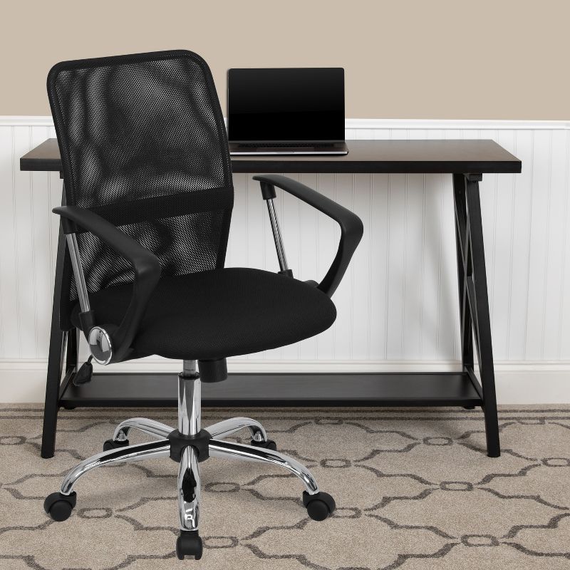 Emma and Oliver Mid-Back Black Mesh Swivel Task Office Chair with Lumbar Support Band, 2 of 12