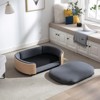 TIRAMISUBEST Scandinavian Elevated Dog Bed Pet Sofa Solid Wood Legs Walnut Bent Back Velvet Cushion Large Size Off Ground Washable - 2 of 4
