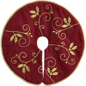 Old World Christmas Mini Ornate Tree Skirt with Gold Leaves Red, 12" - 1 of 1