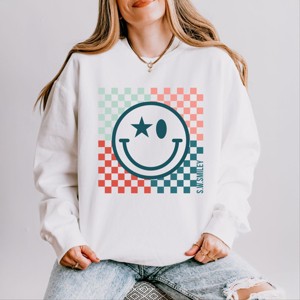 Simply Sage Market S.W.Smiley American Smile Lightweight Garment Dyed Sweatshirt - 1 of 4