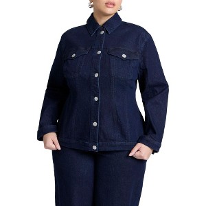 ELOQUII Women's Plus Size Hourglass Denim Jacket - 1 of 4