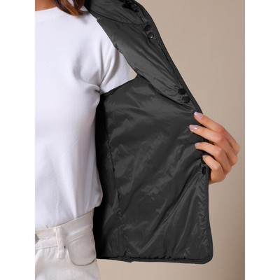 INSPIRE CHIC Women's Lightweight Hooded Sleeveless Button Down Casual Puffer Vest X-Large Black — фото 5