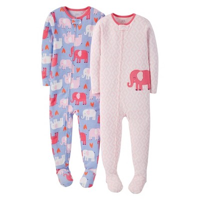 Carter&#39;s Just One You&#174; Toddler Girls&#39; 2pk Footed Fleece Elephant Pajamas - Pink 9M