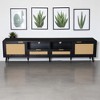 Rattan TV Stand for 85-Inch TVs, 78.74" Media Console with Storage Cabinets, Open Shelves, Solid Wood Feet & Cable Management - 3 of 4