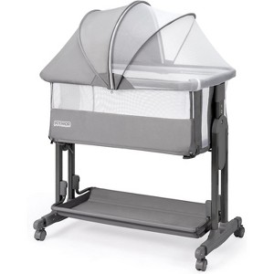 JOYMOR Baby Bassinet Bedside Sleeper, 4 in 1 Rocking Bassinet for Baby, 7 Height Adjustable, Bedside Bed with Wheels Mattress - 1 of 4