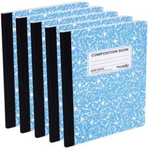 Manaloom Wide Ruled Composition Notebooks – 5 Pack – 100 Sheets, 9.75" x 7.5", Sewn Binding – Colored Notebooks for School, Work, Journaling - 1 of 4