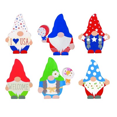 Transpac Wood 9.84 in. Reversible Gnome Block Set of 3