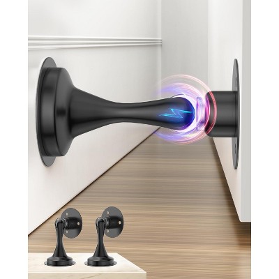 DOMETOUR 2 Pcs Magnetic Door Stoppers – Stainless Steel, Heavy Duty, No-Drill, Wall/Floor Mount, Strong Door Holder to Keep Door Open