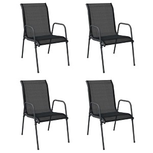 vidaXL Patio Chairs 4 pcs Steel and Textilene Black - 1 of 4