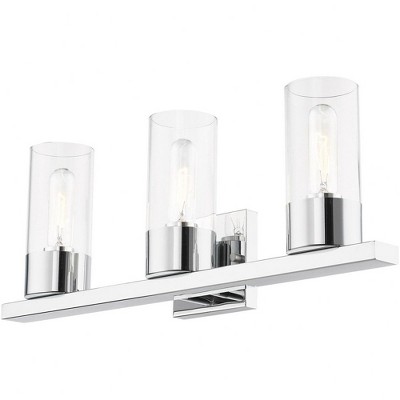 Carson Polished Chrome 3-Light Vanity with Clear Glass Shades