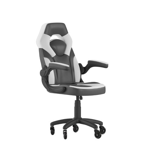 Flash Furniture X40 Gaming Chair Racing Computer Chair with Fully Reclining  Back/Arms and Transparent Roller Wheels, Slide-Out Footrest, - Black/Gray