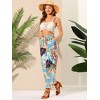 Allegra K Women's Tropical Floral Casual Elastic Waist Wide Leg Palazzo Pants - 4 of 4