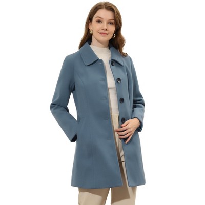 Allegra K Women's Collar Long Sleeve Single Breasted Winter Long Coat