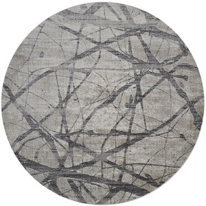 HomeRoots 9' Gray And Ivory Abstract Round Rug - 1 of 4