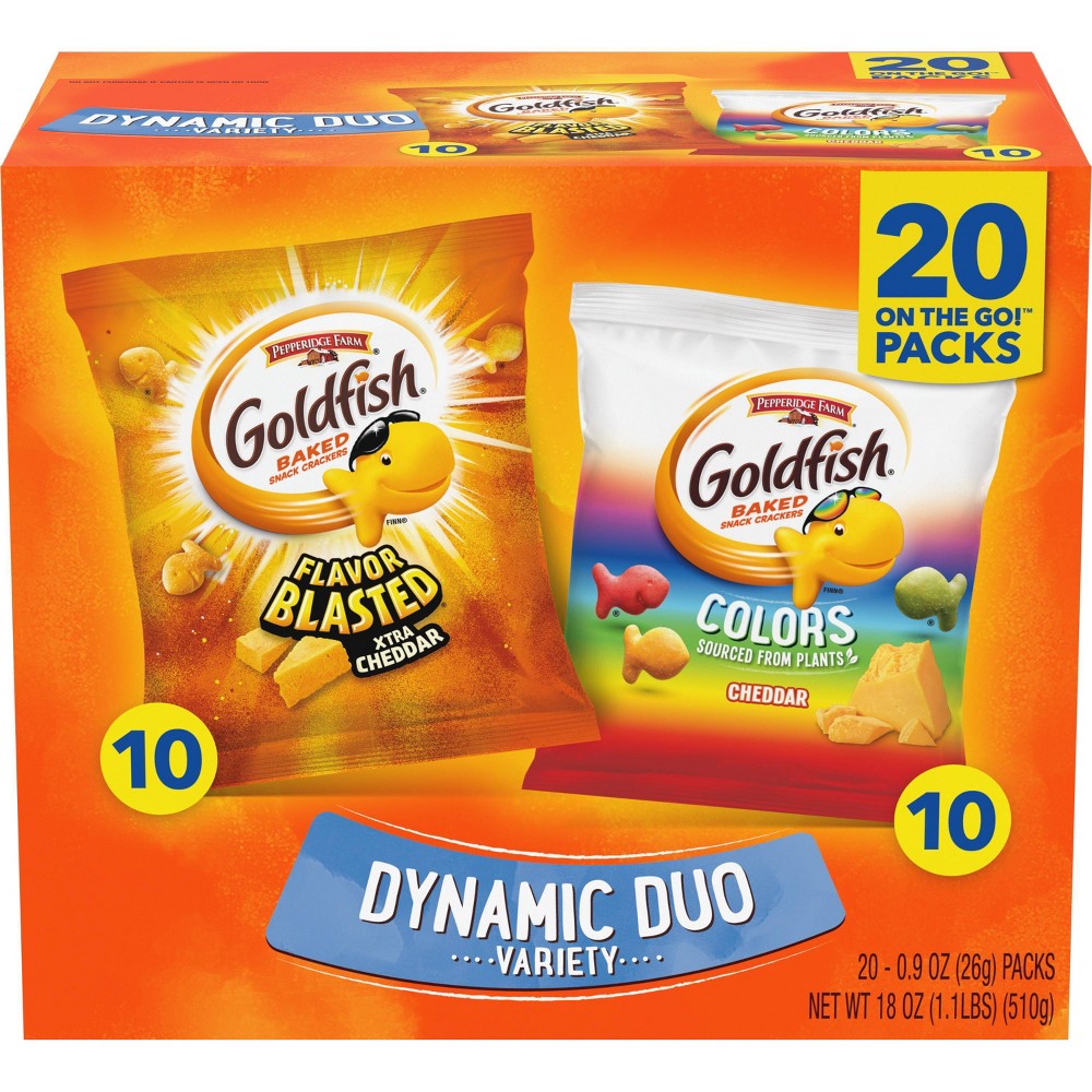 UPC 014100047209 product image for Goldfish Dynamic Duo Variety Pack Colors Cheddar & Flavor Blasted Xtra Cheddar S | upcitemdb.com