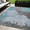Teal Blue Aqua And Taupe Abstract Washable Indoor Outdoor Area Rug - 2 of 4