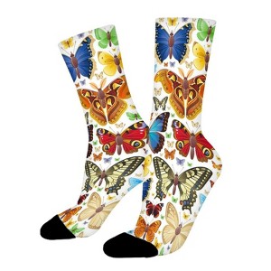 Butterfly Women Printed Crew Socks Funny Funky Socks Soft Polyester Novelty Gifts for Artists Men - 1 of 1