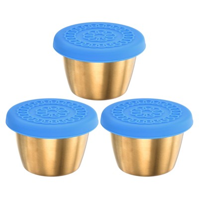 Unique Bargains Silicone Stainless Steel Portable Lightweight Food Storage Container 2.4 oz / 70 mL