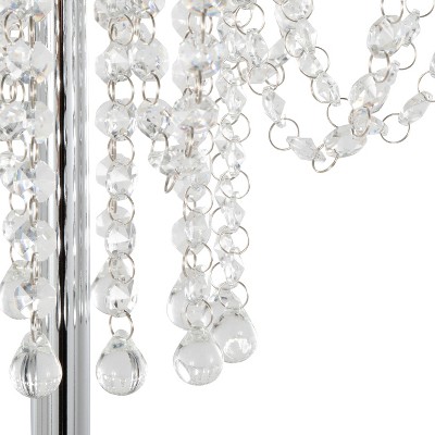 Polished Chrome Crystal Droplets 60" Chandelier Floor Lamp