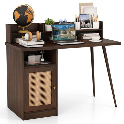 Costway Computer Desk with Hutch Bookshelf Storage Wrting Desk Home Office Study Table