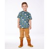 Deux par Deux Boy Printed Organic Cotton Tee Teal and Peach - 3 of 4