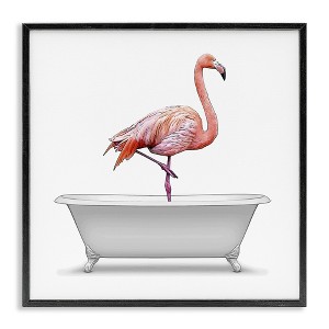 Stupell Industries Flamingo Standing Antique Bathtub Framed Giclee Art, Black, 17" x 17" - 1 of 4