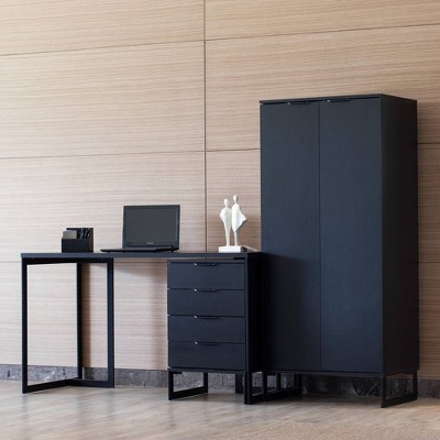 Lexington 59'' Black Engineered Wood Mid-Century Bookcase