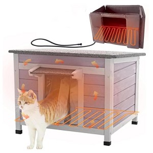 Aivituvin Outdoor Heated Wooden Cat House with Heating Pad | Insulation Liner-AIR12-IN-HP - 1 of 4
