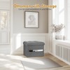 Itopfox Foldable Storage Ottoman with Thick Foam Padded Seat, Foot Rest Stool in Linen Fabric, 43L Storage Bench for Bedroom Living Room, Dark Gray - 2 of 4