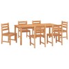 vidaXL 7-Piece Outdoor Patio Dining Set - Durable Solid Teak Wood with Smooth Fine Sanded Finish - Brown - Weather Resistant - Farmhouse Style - 3 of 4