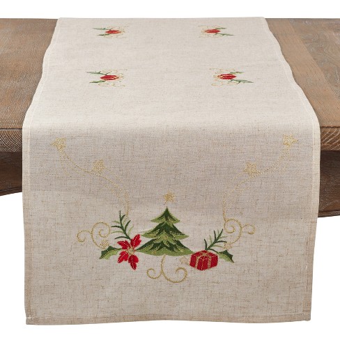 Saro Lifestyle Table Runner With Embroidered Christmas Design - image 1 of 4