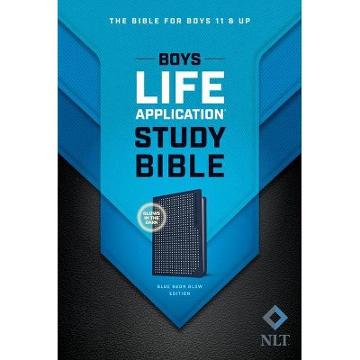 NLT Boys Life Application Study Bible, Tutone (Leatherlike, Blue/Neon/Glow) - (Leather Bound)