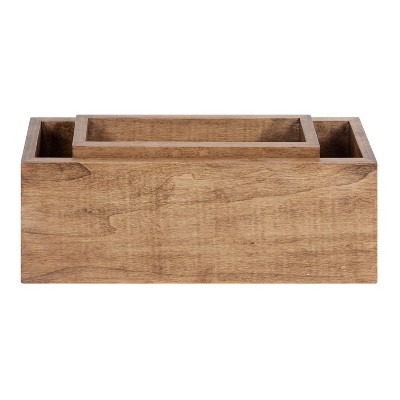Domio Rustic Brown Wood Wall Pocket Organizer Set